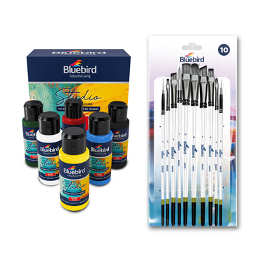 Studio Primary 100 ML x 6 + Artist Brushes 10 PCS